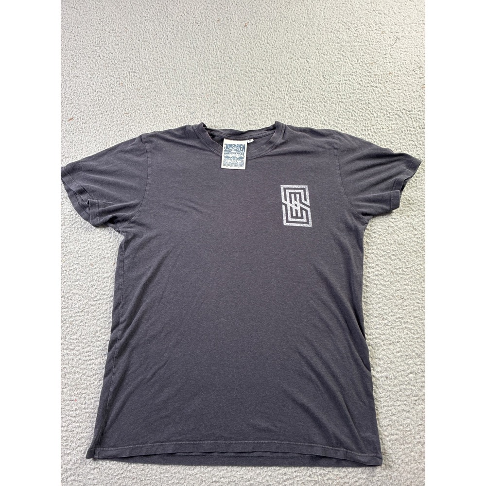 Jungmaven Hemp Organic Cotton Shirt Faded Black Maze Graphic Made USA Mens Small